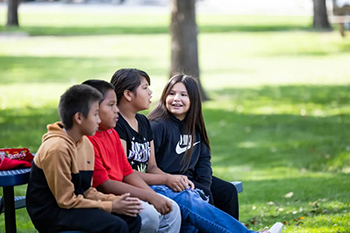 Students at St. Joseph’s Indian School build new friendships during their first Co-Pilot meeting.